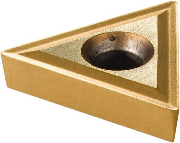 Interstate - TT321 Grade TCN55 Carbide Turning Insert - TiN/TiC/TiCN/TiN Finish, 60° Triangle, 3/8" Inscr Circle, 1/8" Thick, 1/64" Corner Radius - Eagle Tool & Supply