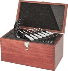 Starrett - 0 to 6" Range, 6 Piece Mechanical Outside Micrometer Set - 0.0001" Graduation, Ratchet Stop Thimble, Carbide Tipped Face - Eagle Tool & Supply