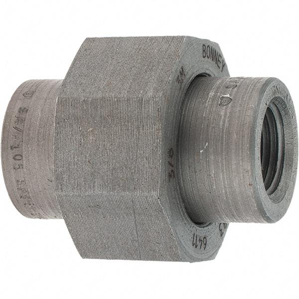 Made in USA - Size 3/8", Class 3,000, Forged Carbon Steel Black Pipe Union - 3,000 psi, Threaded End Connection - Eagle Tool & Supply