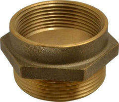 EVER-TITE Coupling Products - 2-1/2 FNPT x 2-1/2 MNST Hydrant Hex Nipple - Brass - Eagle Tool & Supply