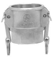 EVER-TITE Coupling Products - 4" Stainless Steel Cam & Groove Suction & Discharge Hose Female Coupler Female NPT Thread - Part D, 4" Thread, 100 Max psi - Eagle Tool & Supply