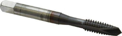 OSG - 5/8-18 UNF, 3 Flute, TiCN Finish, High Speed Steel Spiral Point Tap - Plug Chamfer, Right Hand Thread, 3-13/16" OAL, 1-13/16" Thread Length, 0.48" Shank Diam, 2B Class of Fit, Series 105 - Exact Industrial Supply