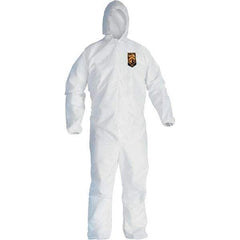 KleenGuard - Size 2XL Film Laminate Chemical Resistant Coveralls - White, Zipper Closure, Elastic Cuffs, Elastic Ankles - Eagle Tool & Supply