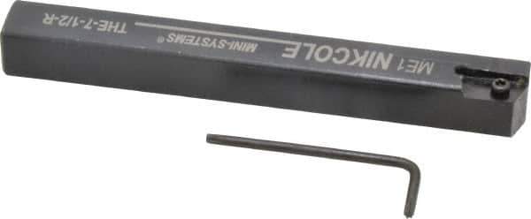NIKCOLE MINI-SYSTEMS - External Thread, 4-1/2" OAL, Right Hand Indexable Grooving Cutoff Toolholder - 1/2" Shank Height x 1/2" Shank Width, GIE Insert Style, THE Toolholder Style, Series Mini-Systems - Eagle Tool & Supply