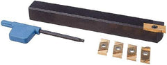 NIKCOLE MINI-SYSTEMS - 0.035" Min Groove Width, Right Hand Indexable Grooving Cutoff Toolholder - 3/8" Shank Height x 3/8" Shank Width, THE-7-3/8 R-L Toolholder Style, Series Mini-Systems - Eagle Tool & Supply