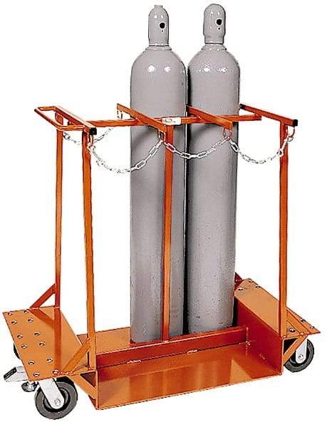 Made in USA - 1,500 Lb Capacity 42" OAH Cylinder Truck - Push Handle, Steel - Eagle Tool & Supply