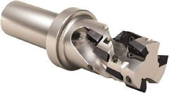 Seco - 50mm Cut Diam, 55mm Max Depth of Cut, 32mm Shank Diam, 139.5mm OAL, Indexable Square Shoulder Helical End Mill - XO.. 1204 Inserts, Weldon Shank, 90° Lead Angle, Through Coolant, Series Super Turbo - Eagle Tool & Supply