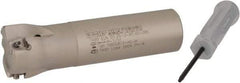 Iscar - 1-1/4" Cut Diam, 0.315" Max Depth of Cut, 1" Shank Diam, 4" OAL, Indexable Square Shoulder Helical End Mill - T490 LN.T 0804 Inserts, Weldon Shank, 90° Lead Angle, Through Coolant, Series Helitang - Eagle Tool & Supply