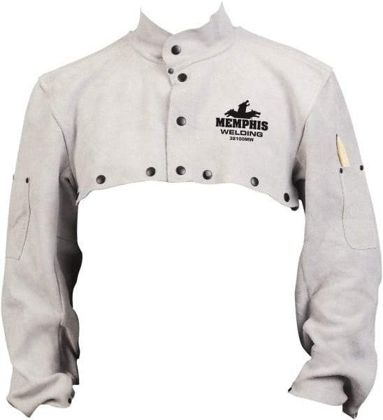 MCR Safety - Size 3XL, Cape Sleeves & Bib - Leather, 50.27 oz, Gray - Eagle Tool & Supply