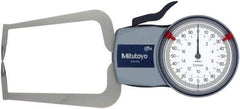 Mitutoyo - 20mm Max Measurement, 0.01mm Graduation, Outside Dial Caliper Gage - 3.3465 Inch Leg Length, 0.03mm Accuracy - Eagle Tool & Supply