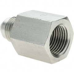 Parker - 3/8" Tube OD, 37° Steel Flared Tube Female Connector - 3/8 NPTF, Flare x FNPT Ends - Eagle Tool & Supply