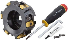 Kennametal - 6 Inserts, 5" Cut Diam, 1-1/2" Arbor Diam, 25.45mm Max Depth of Cut, Indexable Square-Shoulder Face Mill - 0/90° Lead Angle, 2-3/8" High, LN.U 2210.. Insert Compatibility, Series MEGA90 - Eagle Tool & Supply