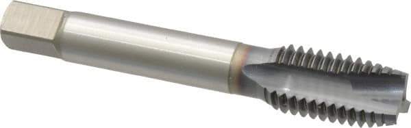 OSG - 5/8-11 UNC, 3 Flute, TiCN Finish, Vanadium High Speed Steel Spiral Point Tap - Plug Chamfer, Right Hand Thread, 3-13/16" OAL, 1-13/16" Thread Length, 0.48" Shank Diam, 3B Class of Fit, Series 300 - Exact Industrial Supply
