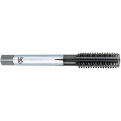 OSG - #10-24 UNC, 3 Flute, TiCN Finish, Powdered Metal Spiral Point Tap - Plug Chamfer, Right Hand Thread, 2-3/8" OAL, 7/8" Thread Length, 0.194" Shank Diam, 2B/3B Class of Fit, Series 312 - Exact Industrial Supply