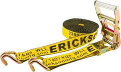 Erickson Manufacturing - 40' Long x 2" Wide, 10,000 Lb Basket Capacity, Polyester & Steel Web Sling - Yellow - Eagle Tool & Supply