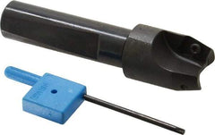 Kyocera - 15° Lead Angle, 9/16" Max Cut Diam, 9/16" Min Cut Diam, 0.34" Max Depth of Cut, Indexable Chamfer and Angle End Mill - 2 Inserts, XPMT 0902.. Insert Style, 2.78" Overall Length, Straight Shank - Eagle Tool & Supply