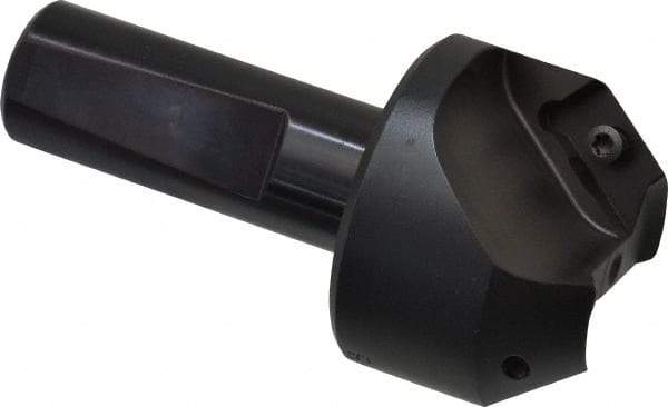 Kyocera - 37.5° Lead Angle, 1" Max Cut Diam, 1" Min Cut Diam, 0.456" Max Depth of Cut, Indexable Chamfer and Angle End Mill - 2 Inserts, XPMT 15T3.. Insert Style, 3.15" Overall Length, Straight Shank - Eagle Tool & Supply