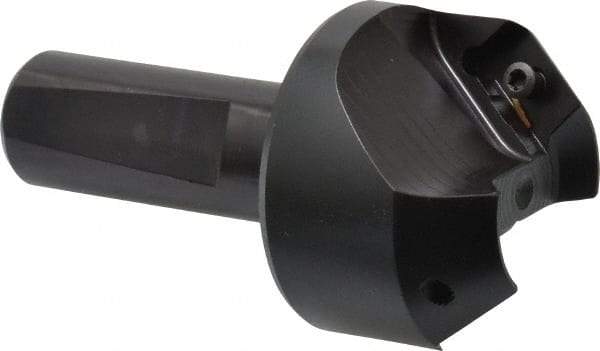 Kyocera - 41° Lead Angle, 1" Max Cut Diam, 1" Min Cut Diam, 0.433" Max Depth of Cut, Indexable Chamfer and Angle End Mill - 2 Inserts, XPMT 15T3.. Insert Style, 3.15" Overall Length, Straight Shank - Eagle Tool & Supply