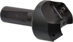 Kyocera - 41° Lead Angle, 1" Max Cut Diam, 1" Min Cut Diam, 0.433" Max Depth of Cut, Indexable Chamfer and Angle End Mill - 2 Inserts, XPMT 15T3.. Insert Style, 3.15" Overall Length, Straight Shank - Eagle Tool & Supply