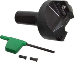 Kyocera - 60° Lead Angle, 1" Max Cut Diam, 1" Min Cut Diam, 0.284" Max Depth of Cut, Indexable Chamfer and Angle End Mill - 2 Inserts, XPMT 15T3.. Insert Style, 3.15" Overall Length, Straight Shank - Eagle Tool & Supply