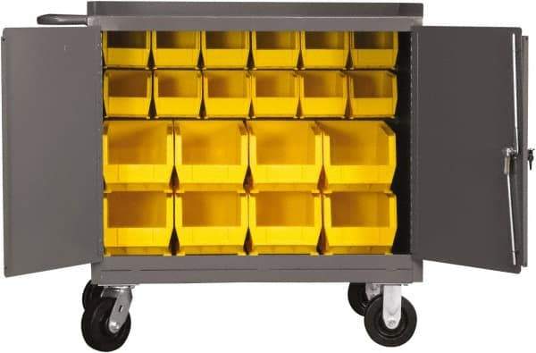 Durham - 2,000 Lb Capacity, 24" Wide x 36" Long x 40-1/2" High Mobile Cart - 2 Door, Steel, 2 Rigid/2 Swivel Casters - Eagle Tool & Supply
