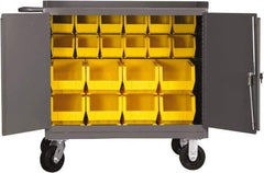 Durham - 2,000 Lb Capacity, 24" Wide x 36" Long x 40-1/2" High Mobile Cart - 2 Door, Steel, 2 Rigid/2 Swivel Casters - Eagle Tool & Supply