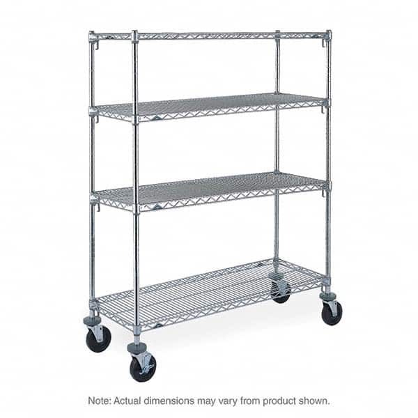 Metro - 600 Lb Capacity 4 Shelf Mobile Wire Shelving Unit - Add-On Unit - Eagle Tool & Supply