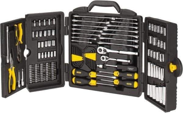 Stanley - 150 Piece 1/4 & 3/8" Drive Standard Deep Socket Set - Inch Measurement Standard - Eagle Tool & Supply