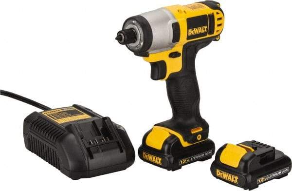 DeWALT - 12 Volt, 1/4" Drive, 79 Ft/Lb Torque, Cordless Impact Driver - Pistol Grip Handle, 2450 RPM, 2 Lithium-Ion Batteries Included - Eagle Tool & Supply