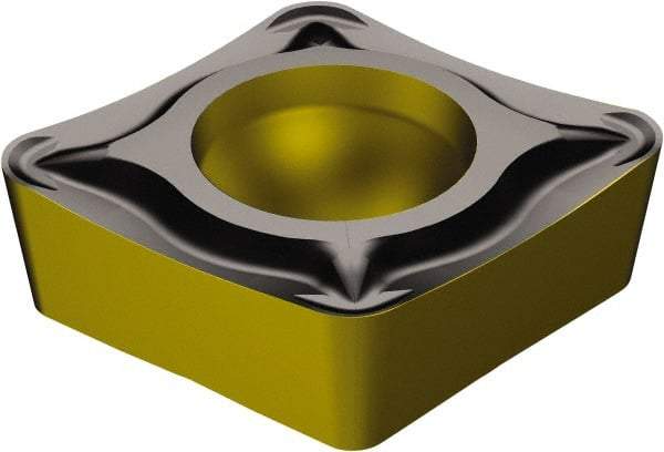 Sandvik Coromant - CCMT32.51 UM Grade 1515 Carbide Turning Insert - TiCN/Al2O3/TiN Finish, 80° Diamond, 3/8" Inscr Circle, 5/32" Thick, 1/64" Corner Radius - Eagle Tool & Supply