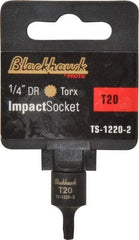 Blackhawk by Proto - 1/4" Drive, T20 Impact Torx Bit Socket - 1-3/16" OAL - Eagle Tool & Supply
