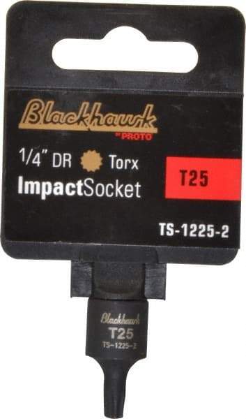 Blackhawk by Proto - 1/4" Drive, T25 Impact Torx Bit Socket - 1-3/16" OAL - Eagle Tool & Supply