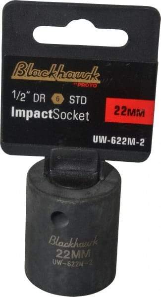 Blackhawk by Proto - 1/2" Drive 22mm Standard Impact Socket - 6 Points, 1-5/8" OAL - Eagle Tool & Supply