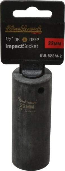 Blackhawk by Proto - 1/2" Drive 22mm Deep Impact Socket - 6 Points, 3-5/16" OAL - Eagle Tool & Supply