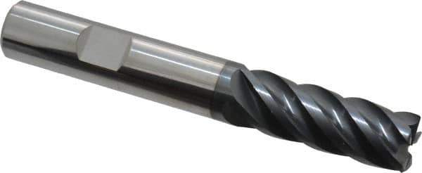 Iscar - 1/2", 5 Flute, Solid Carbide, Corner Chamfer End Mill - 3-1/2" OAL, 1-1/4" LOC - Eagle Tool & Supply