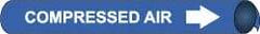 NMC - Pipe Marker with Compressed Air Legend and Arrow Graphic - 6 to 8" Pipe Outside Diam, White on Blue - Eagle Tool & Supply