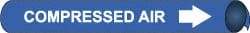 NMC - Pipe Marker with Compressed Air Legend and Arrow Graphic - 4-5/8 to 5-7/8" Pipe Outside Diam, White on Blue - Eagle Tool & Supply