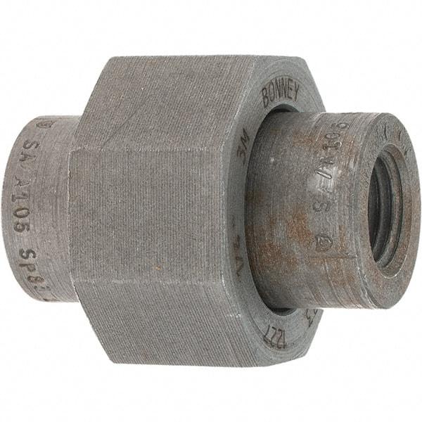 Made in USA - Size 1/4", Class 3,000, Forged Carbon Steel Black Pipe Union - 3,000 psi, Threaded End Connection - Eagle Tool & Supply