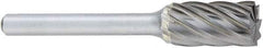 OSG - 1/4" Cut Diam, 1/4" Shank Diam, Cylinder Head Fluted Cut Burr - Carbide, Flat End, 5/8" LOC, 2" OAL - Eagle Tool & Supply