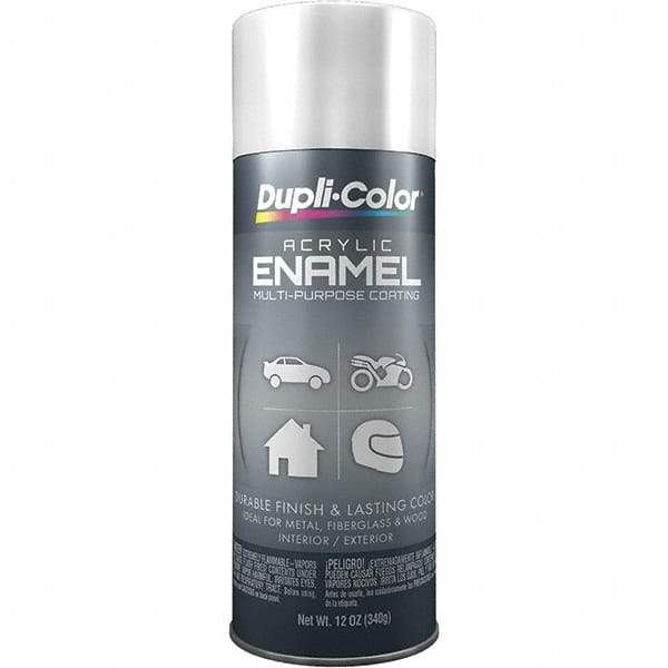Dupli-Color - White, Gloss, Acrylic Enamel Spray Paint - 12 to 14 Sq Ft per Can, 12 oz Container - Eagle Tool & Supply