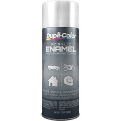 Dupli-Color - White, Gloss, Acrylic Enamel Spray Paint - 12 to 14 Sq Ft per Can, 12 oz Container - Eagle Tool & Supply