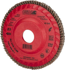 Camel Grinding Wheels - 40 Grit, 4-1/2" Disc Diam, 7/8" Center Hole, Type 27 Zirconia Alumina Flap Disc - 13,300 Max RPM, Poly Cotton Backing, Arbor Attaching System, Coated - Eagle Tool & Supply