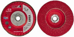 Camel Grinding Wheels - 40 Grit, 5" Disc Diam, 5/8-11 Center Hole, Type 27 Ceramic Flap Disc - 12,200 Max RPM, Polyester Backing, Arbor Attaching System, Coated - Eagle Tool & Supply