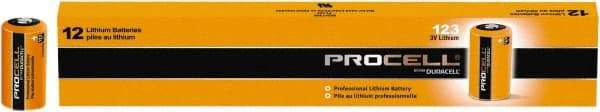 Duracell - Size CR123A, Lithium, 12 Pack, Standard Battery - 3 Volts - Eagle Tool & Supply