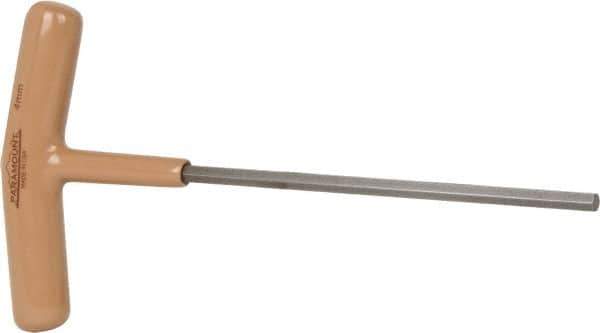 Paramount - 4mm Hex, T-Handle Cushion Grip, Hex Key - 6" OAL, Steel, Metric System of Measurement - Eagle Tool & Supply