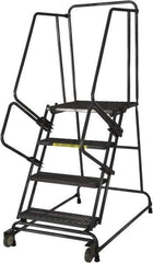 Ballymore - 30" 3 Step Ladder - Rolling Safety Ladder, 450 Lb Capacity, 30" Platform Height, 30" Base Width x 40" Base Depth, Perforated Tread - Eagle Tool & Supply
