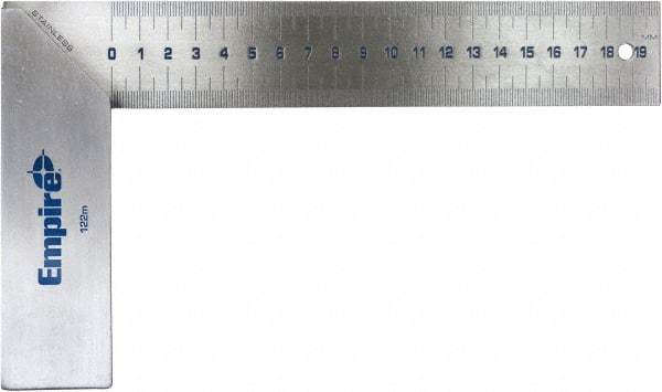 Empire Level - 8" Blade Length, 5-1/8" Base Length Stainless Steel (Blade) & Aluminum Square - Eagle Tool & Supply