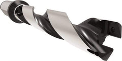 Allied Machine and Engineering - Series 24, 24 to 25.99mm Diam, 25mm Diam Straight Shank with Flange, Helical Flute Spade Drill - 129.9mm Max Depth, 165.8mm Body Length, 221.8mm OAL, Standard Length, Through Coolant - Eagle Tool & Supply