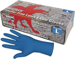 MCR Safety - Size M, 11 mil, Medical Grade, Powder Free Latex Disposable Gloves - 12" Long, Blue, Textured Rolled Cuffs, FDA Approved, Ambidextrous - Eagle Tool & Supply