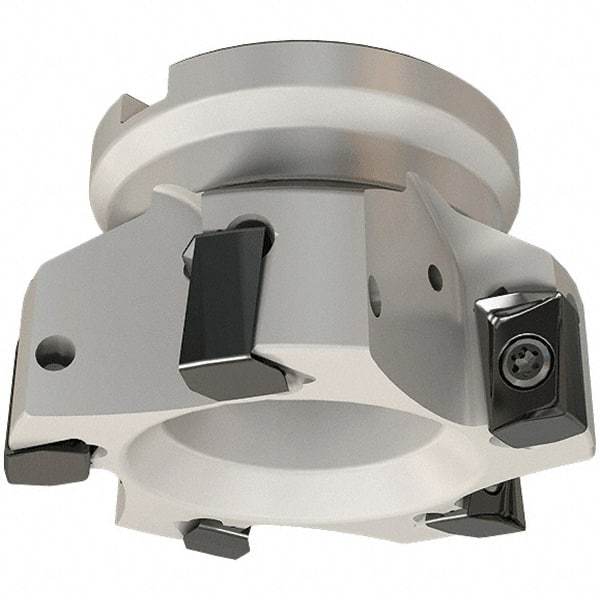 Iscar - 5 Inserts, 80mm Cut Diam, 27mm Arbor Diam, 16.3mm Max Depth of Cut, Indexable Square-Shoulder Face Mill - 0/90° Lead Angle, 50mm High, H490 AN.X 17 Insert Compatibility, Through Coolant, Series Helido - Eagle Tool & Supply